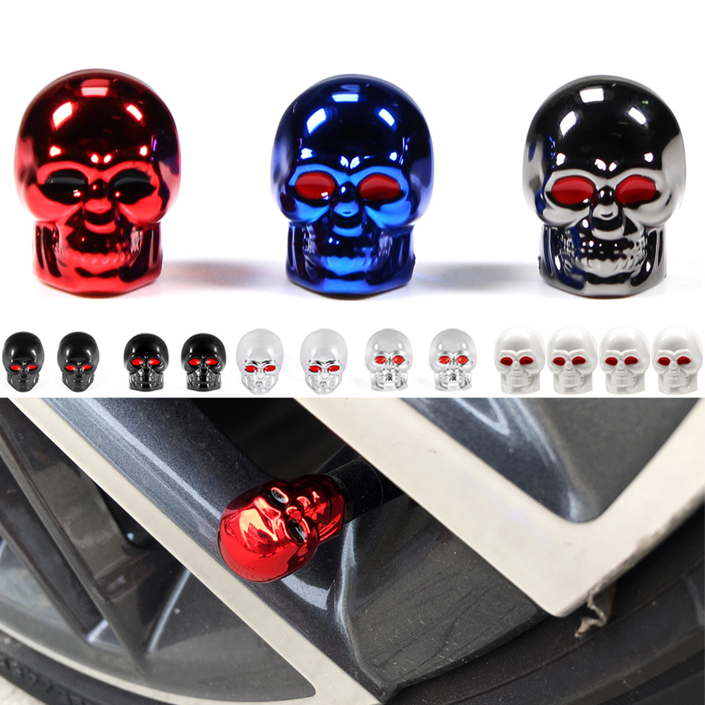 4pcs Set Universal Car Skull Style Antirust Copper Core Motorcycle Bike Car  Wheel Tyre Tires Valve Stem Caps Free Shipping For New Users Temu Japan