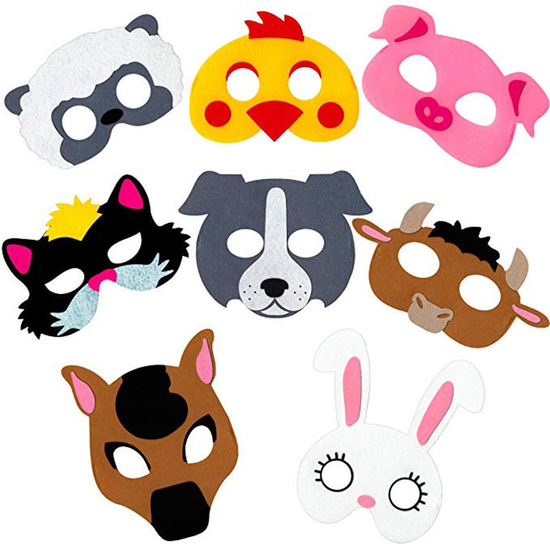 12pcs kids paper masks Kids Animal dance party masks Accessories Cat Mask
