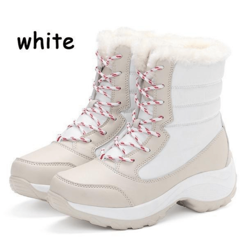 Botas de nieve térmicas de invierno para mujer, cálidas botas de nieve con  cordones y forro de felpa, calzado de mujer