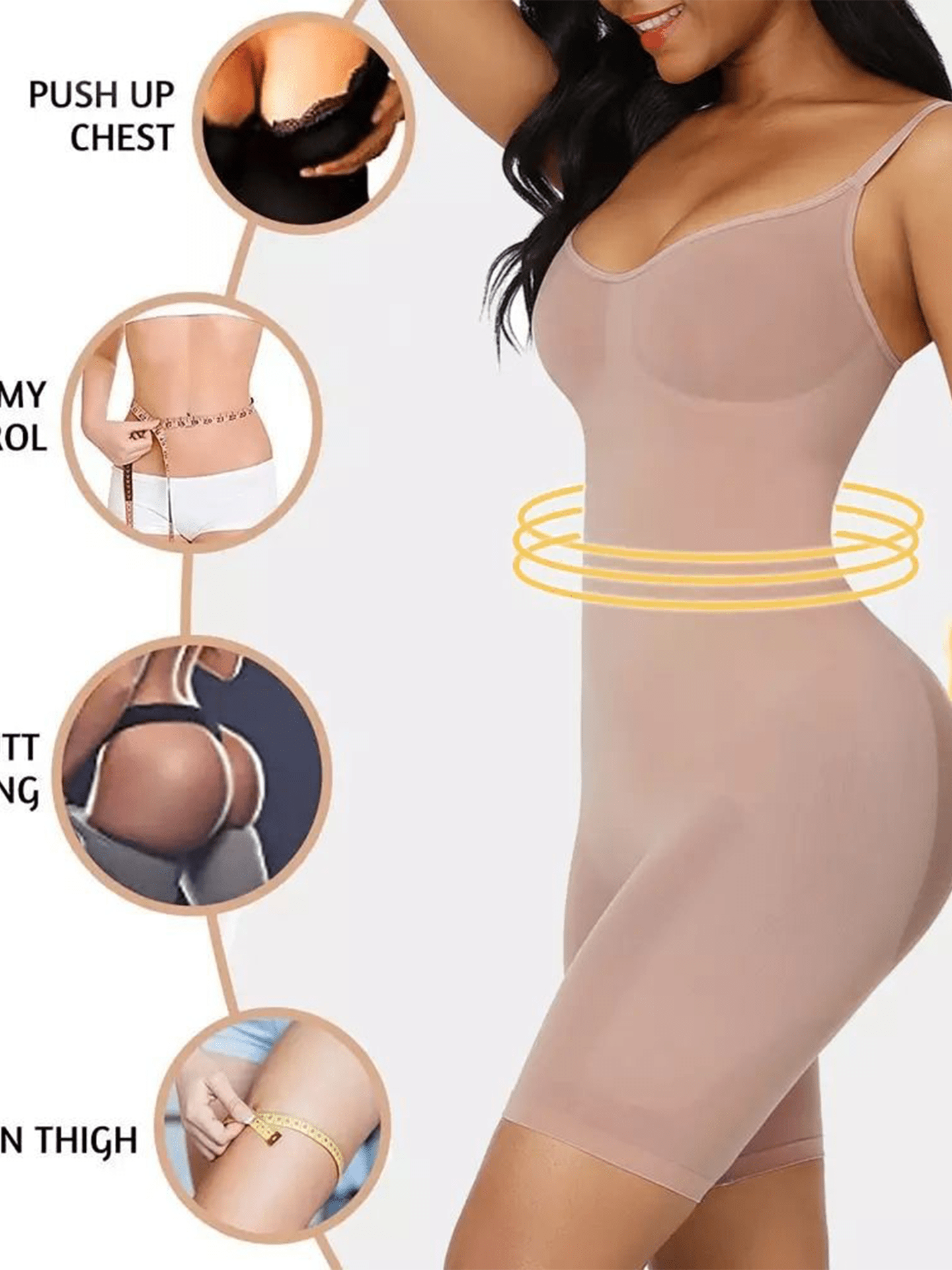 Tummy Control Shapewear for Women Seamless Bodysuit Mid-Thigh Full