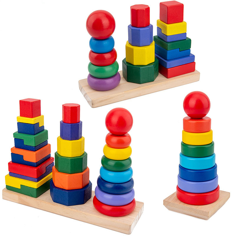 Colorful Rainbow Tower: A Fun and Educational Wooden Toy for Kids!