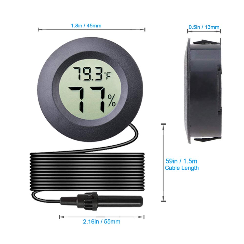 Mini Digital Round Hygrometer Thermometer With Probe, Indoor