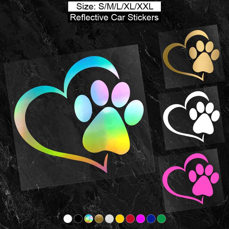 Dog Paw Silhouette Heart Vinyl Decal Sticker for Windows, Laptop, Boards,  etc!