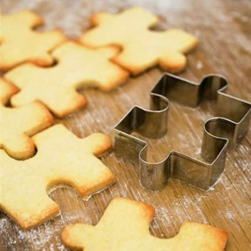 

1pc Stainless Steel Jigsaw Puzzle Cake Mold And Cookie Cutter Set - Perfect For Sugarcraft, Fondant, And Cake Decorating