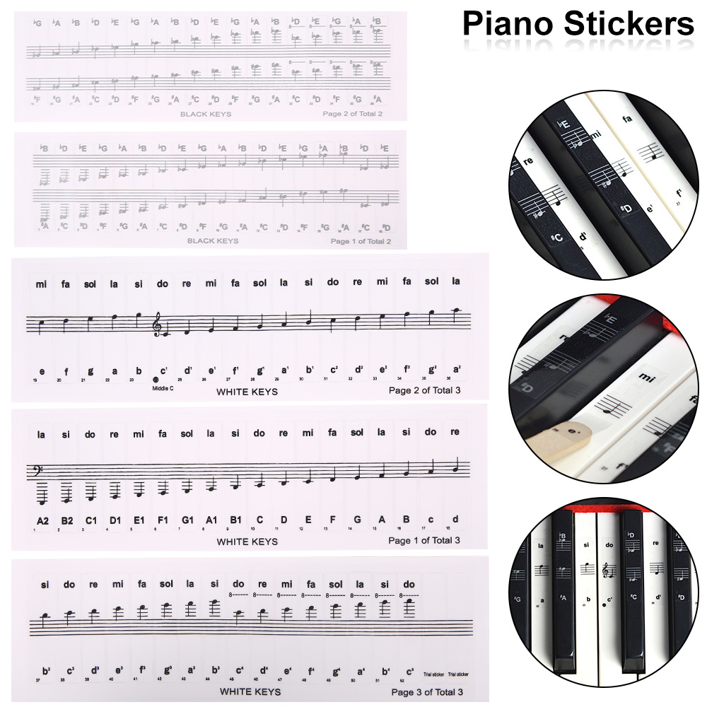 Belfort®️ Autocollants pour notes de piano + clavier pour 49