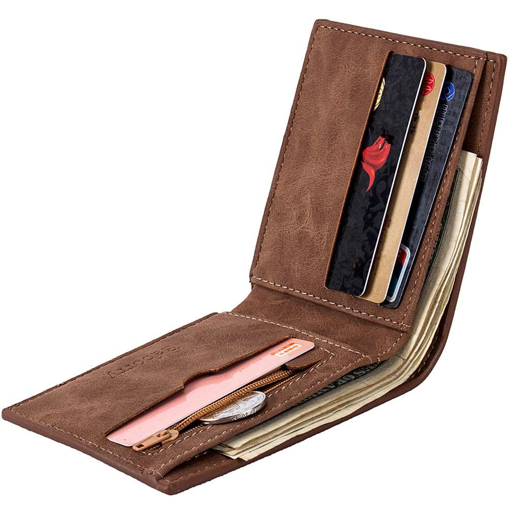 1pc Women's Solid Color Vertical Striped Zipper Wallet, Long