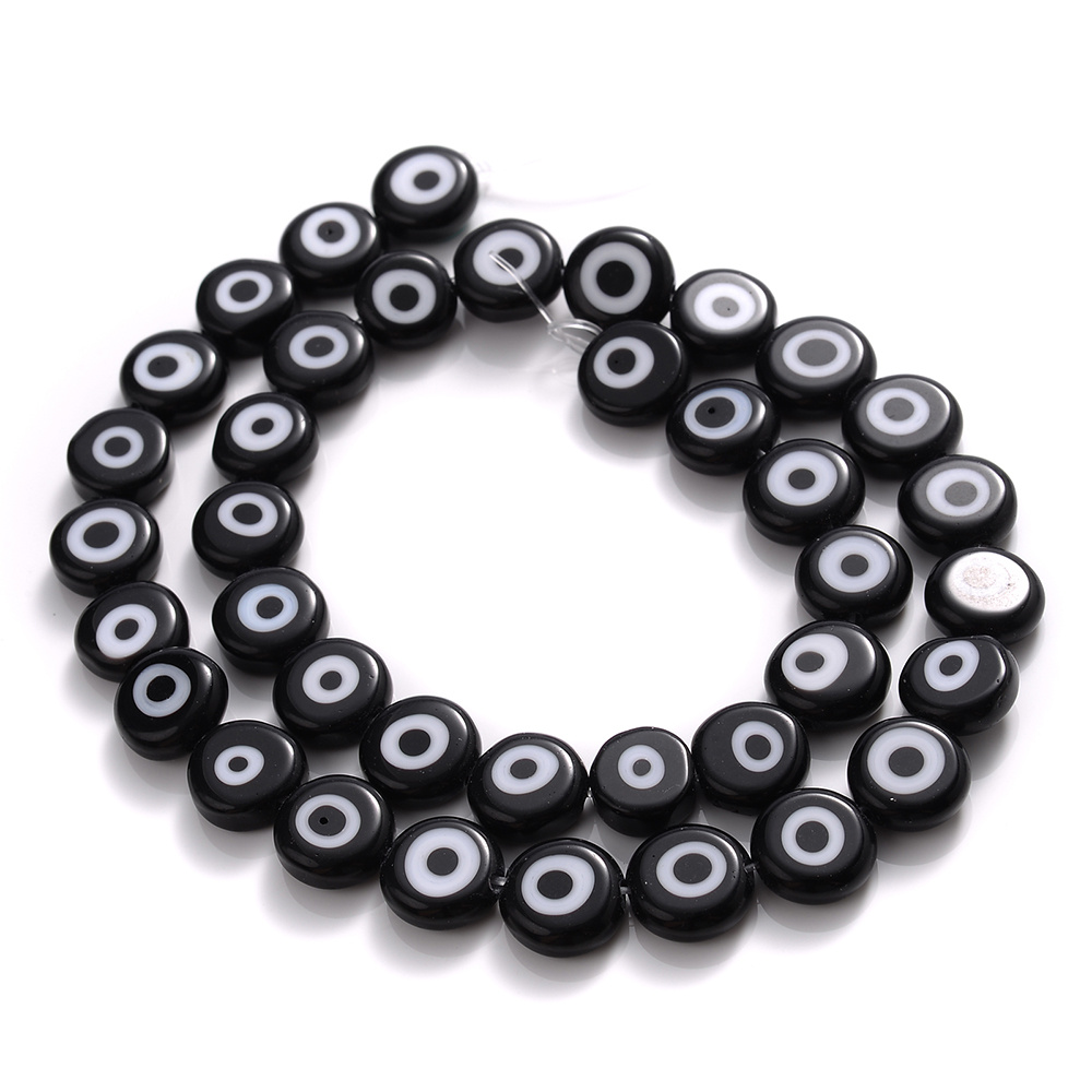 6mm Round Evil Eye Beads, Black (15 Strand)