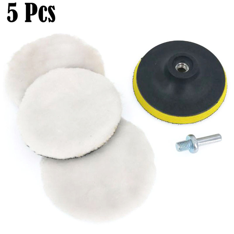 5pcs Car Polishing Kit - 3'' Buffing Wheel Pad, M10 Drill Connector, Waxing  & Paint Care For Auto Styling