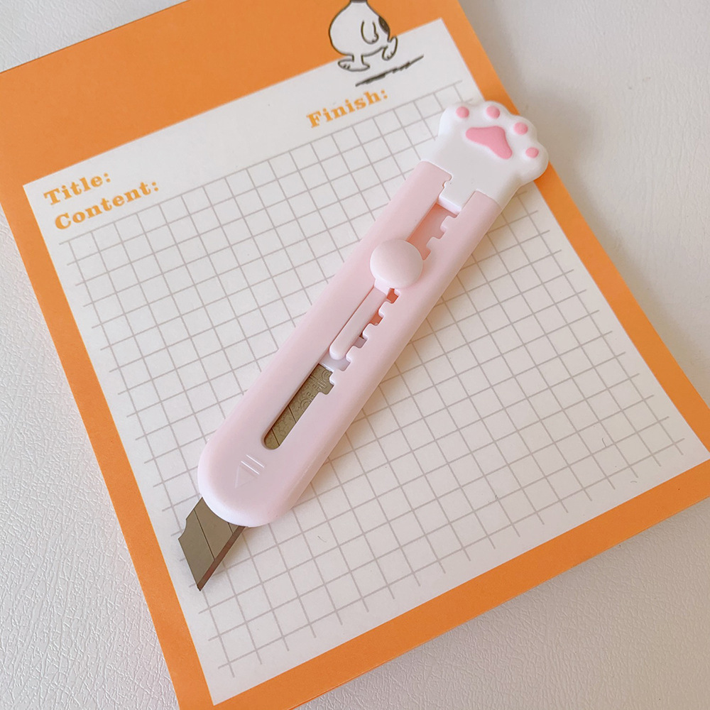 Mini Box Cutter Cartoon Cute Girly Pink Cat Paw Clouds Cutter Letter  Envelope Opener Mail Knife