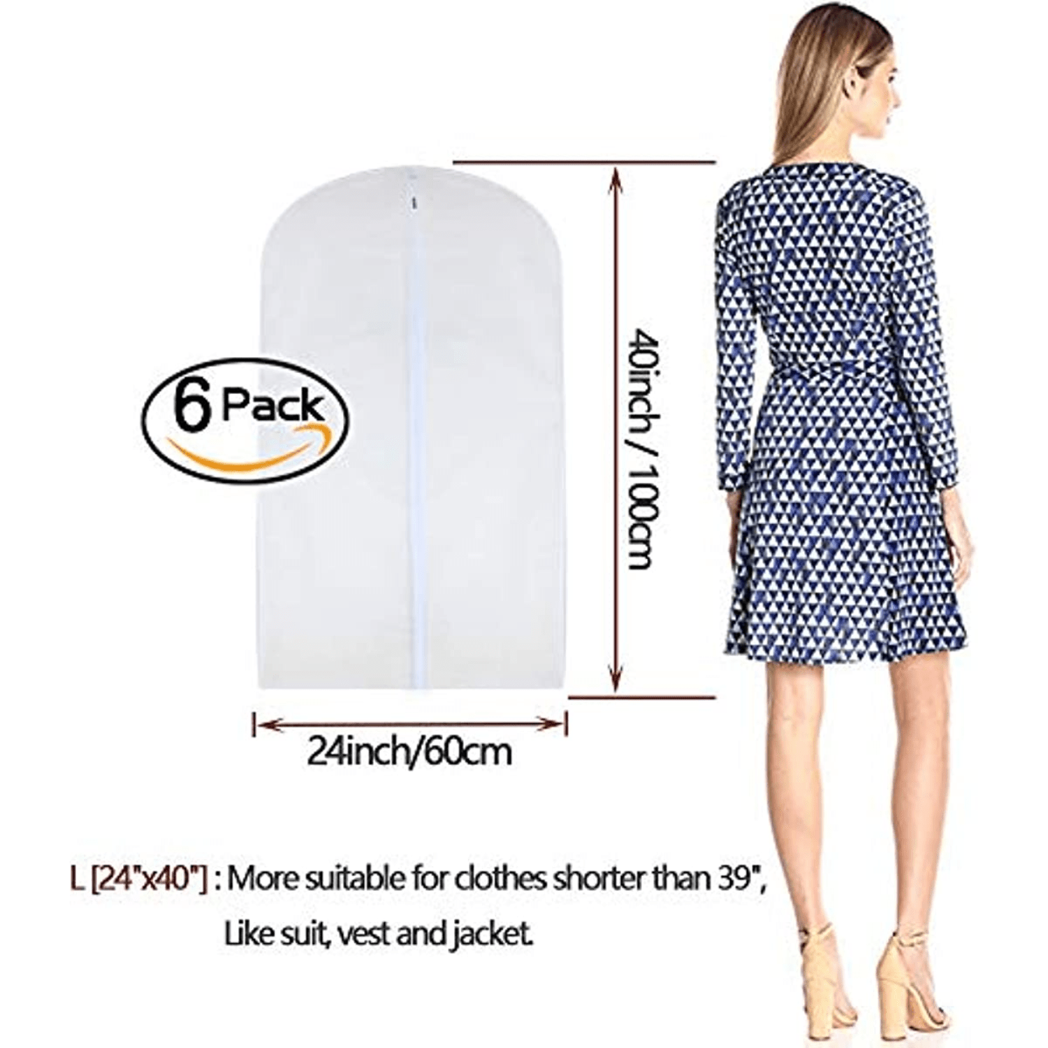 Clear Garment Bags for Hanging Clothes, Odor-free Plastic Garment Bags for  Hanging Clothes, Moth Proof Garment Bags 24''x40'' - 5Pcs : : Home  & Kitchen