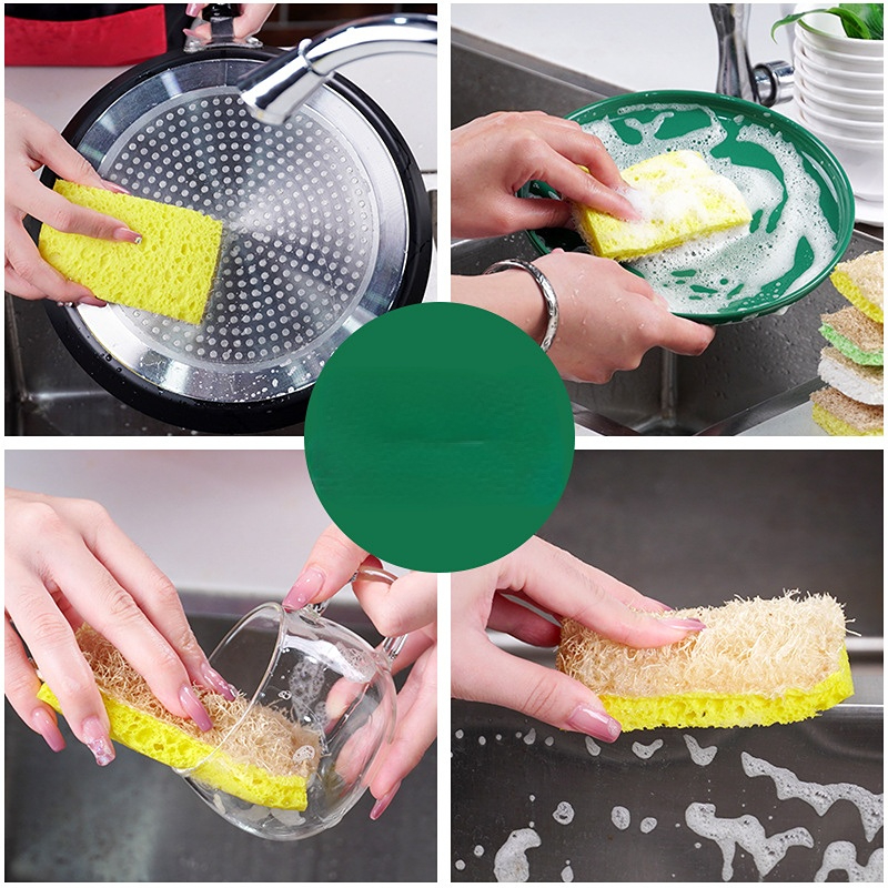 Dish Sponge Oil Free Household Cleaning For Kitchen Non-Scratch Cellulose  Scrub Sponge Dual-Sided Dishwashing Sponge For