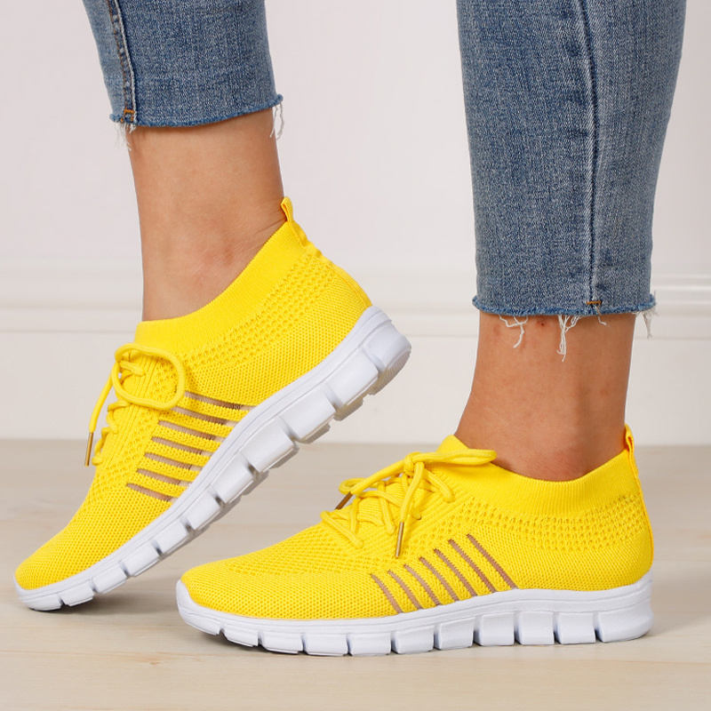 Women Casual Sneakers Sports Shoes Rubber Soles Lightweight Breathable  Trainers Lace up Shoes for Ladies Girls Fishing Pants Outdoor Female ,  Yellow 38