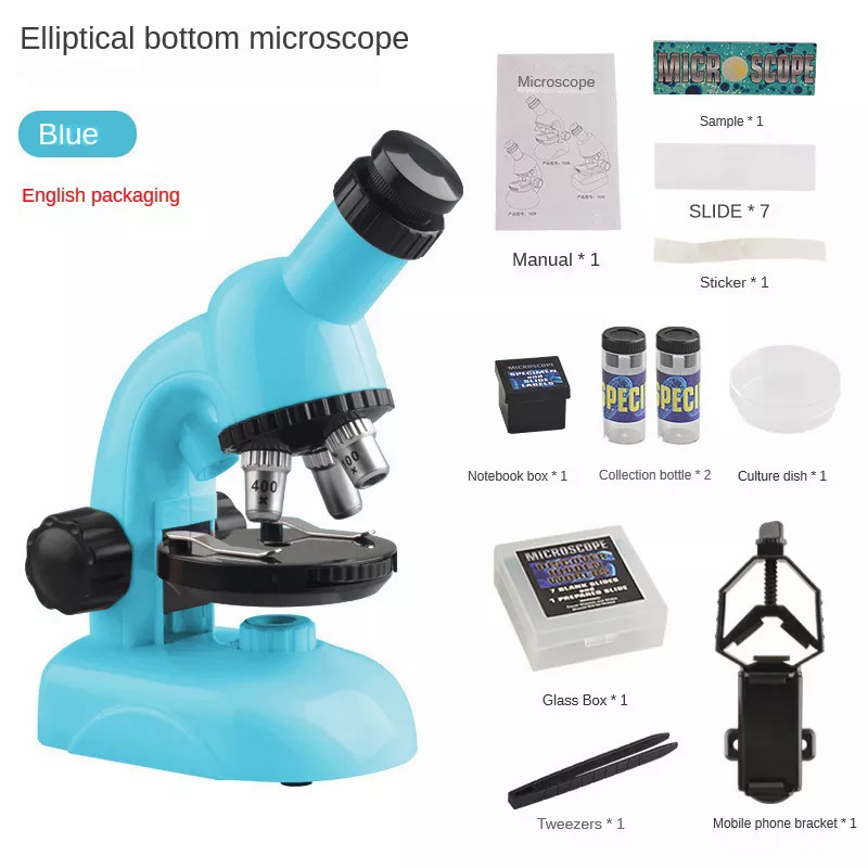Biological Microscope Kit Metal Body With Fine Adjust Knob Rechargeable Led  Light Science Lab With Handbag - Temu