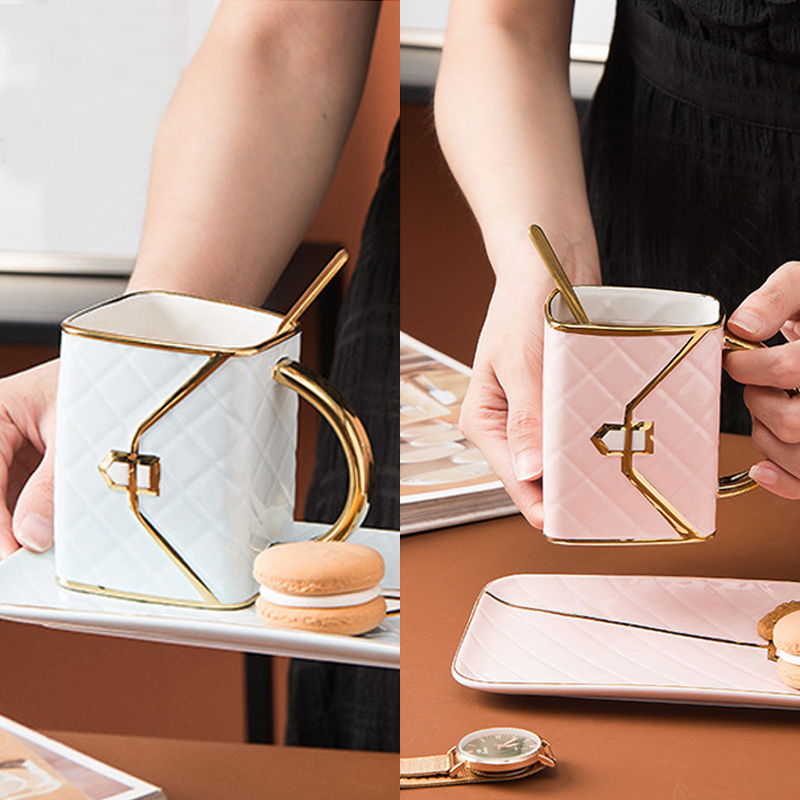 Bag-shaped Mug Ceramic Coffee Cup And Saucer Afternoon Tea Dessert