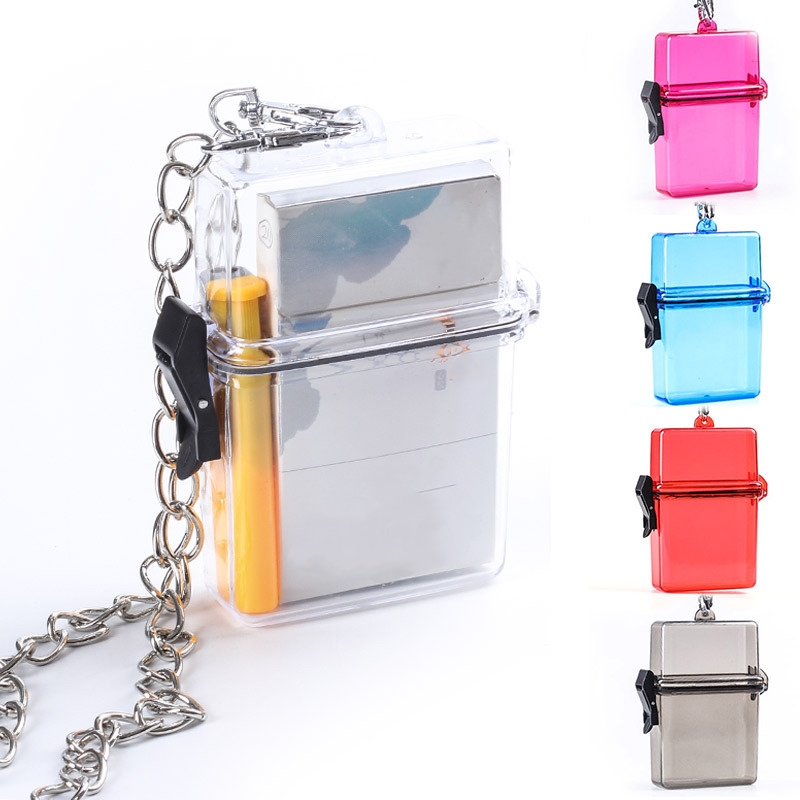 1 Pack Clear Cigarette Box With Lanyard Simple Waterproof Lighter Cigarette Box Bag Storage Phone Bag Fine Cigarette Box