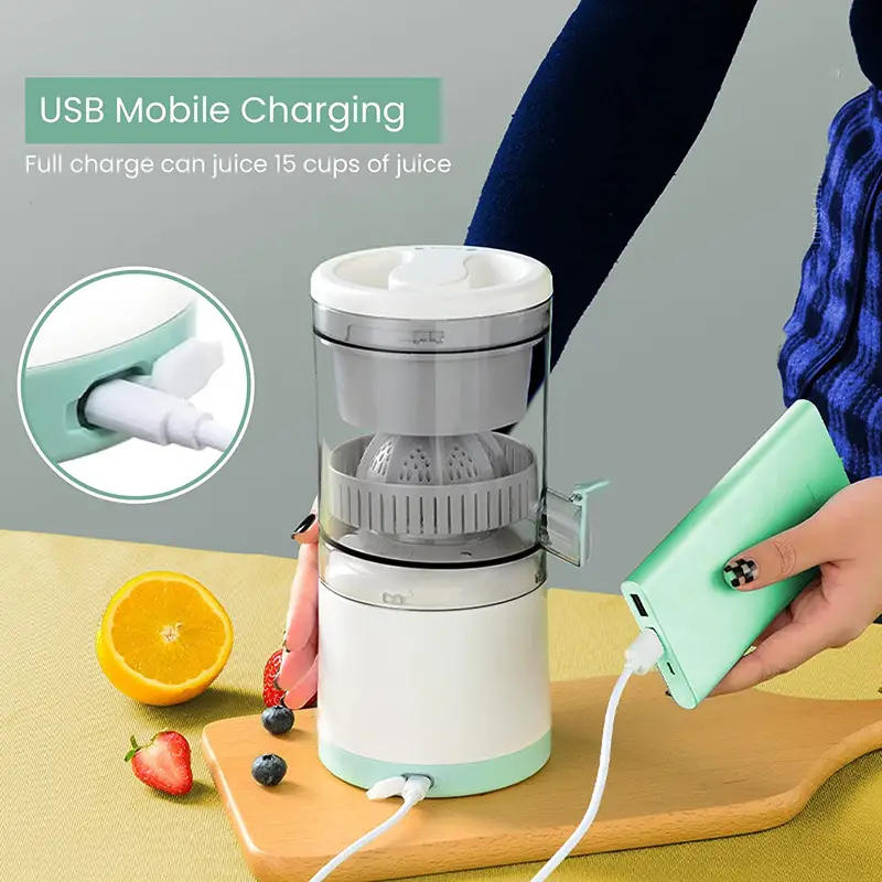 1pc portable electric juicer multifunction usb charging kitchen automatic  squeezer fruit juicer household orange lemon blender details 4