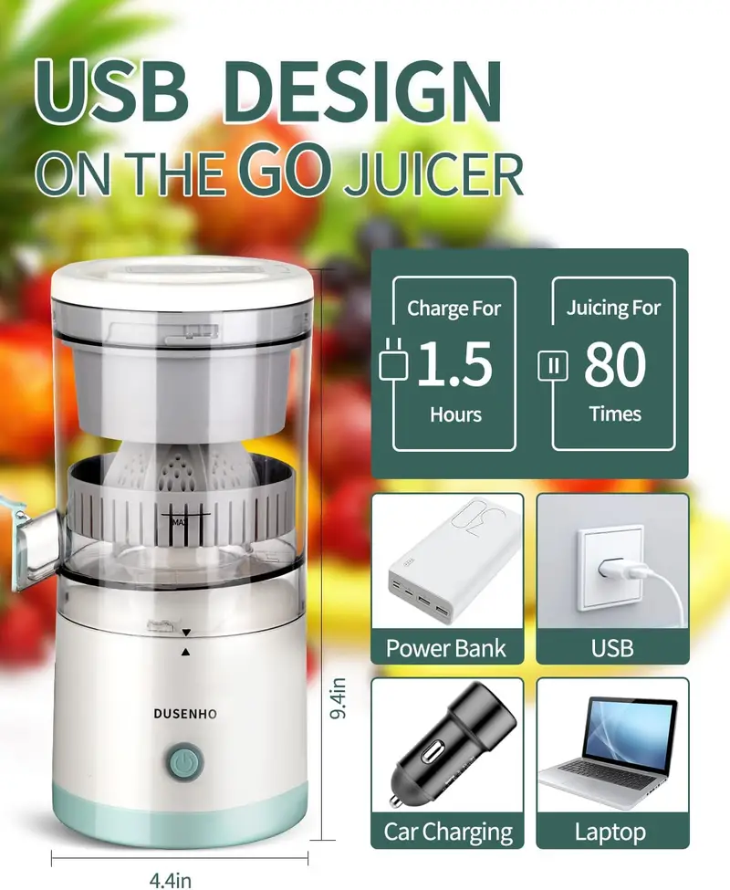 1pc portable electric juicer multifunction usb charging kitchen automatic  squeezer fruit juicer household orange lemon blender details 11