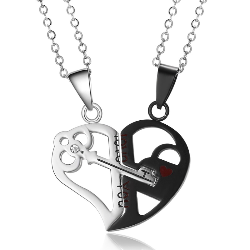 Heart & Key Necklace Set, Couple's Jewelry