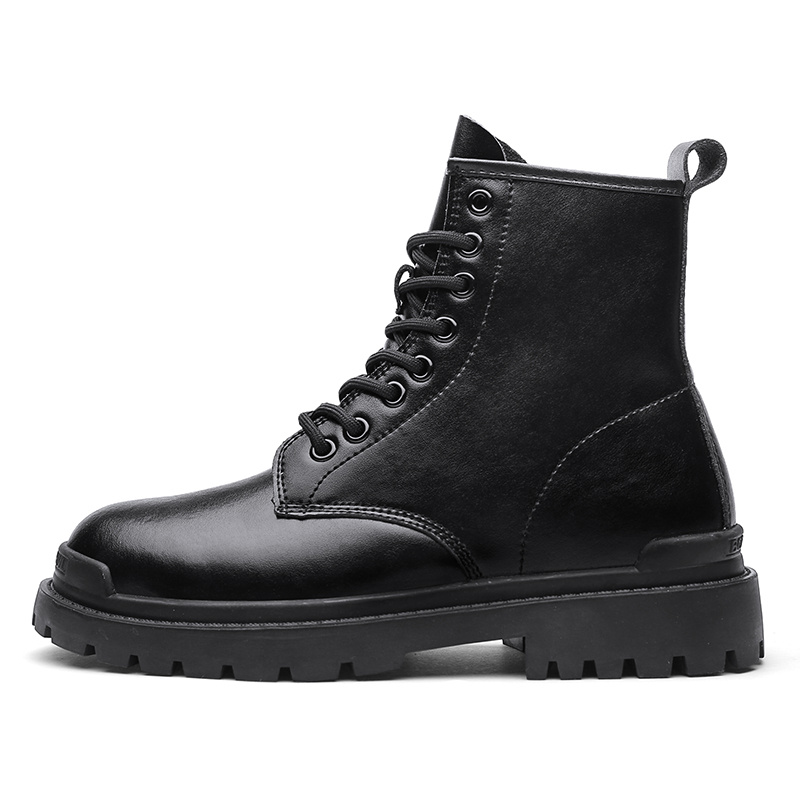 Women's Black Lace Up Combat Boots, Classic Leather Platform Boots ...