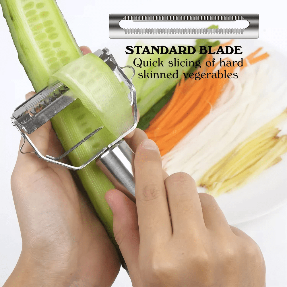 Julienne Peeler Stainless Steel Cutter Slicer with Cleaning Brush Pro for  Carrot Potato Melon Gadget Vegetable Fruit 