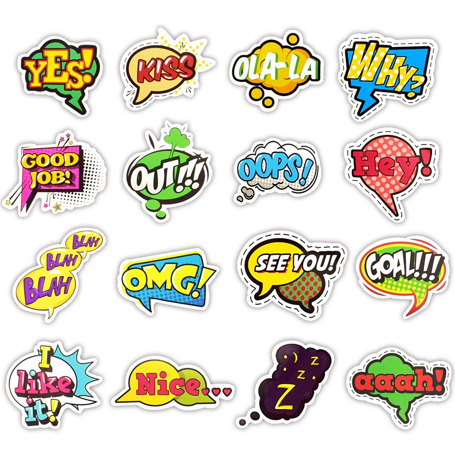 50 Pcs Pop Art Sticker Pop Design Style Cool Hiphop Text Stickers To Diy  Scrapbook Laptop Luggage Skateboard Bike Car Decal Toy | Shop The Latest  Trends | Temu