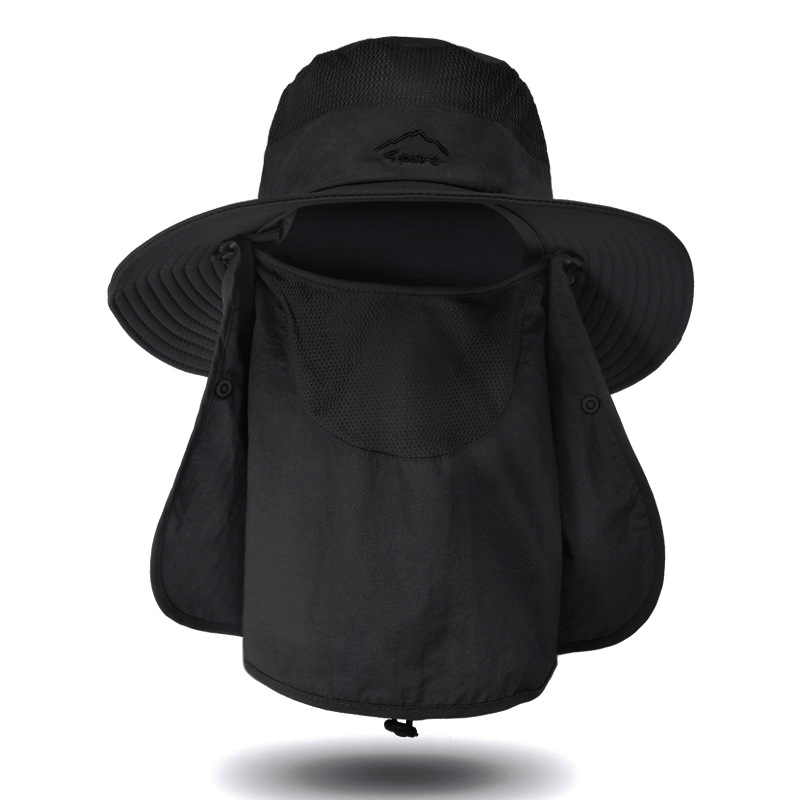 Sunscreen Bucket Hat Neck Flap Detachable Mask Unisex Solid - Temu