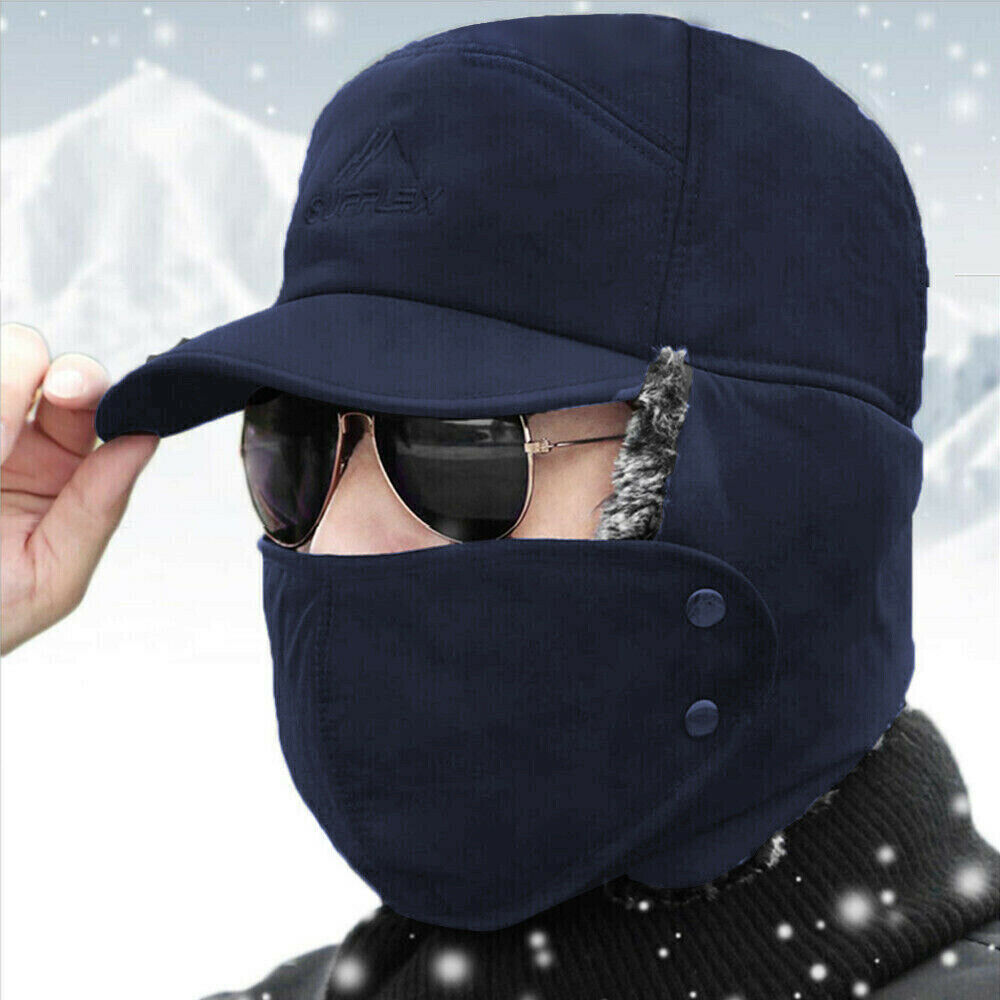 Winter Trooper Trapper Hat for Women and Men, Ear Protection Skiing Hats with Detachable Face Mask, Warm Fleece Skiing Riding Hat,Temu