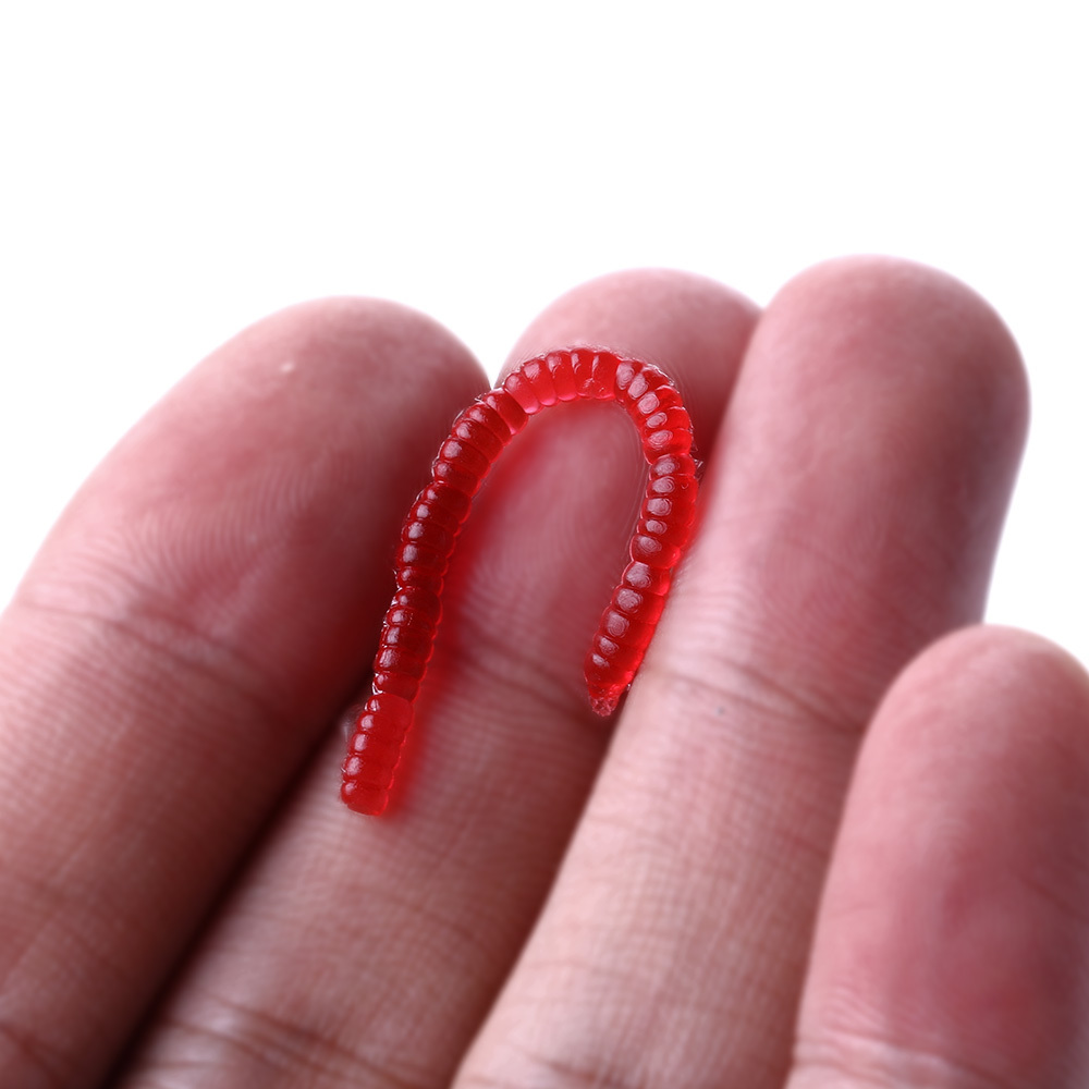 50pcs Simulation Red Earthworm Bait, Artificial Worms Fishing Lure,  1.57inch Soft Baits, Silicone Baits Tackle