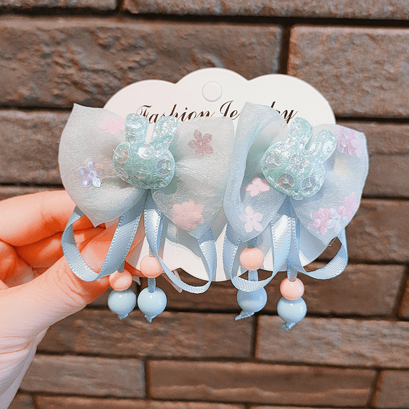 Cute Ribbon Bows Tassel Ornament Hair Clips Girls Colorful - Temu