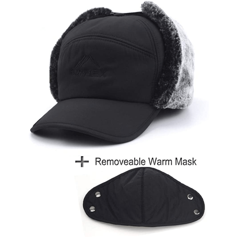 winter warm thickened faux fur hat mens ear flap cap soft thermal bonnet for cold weather