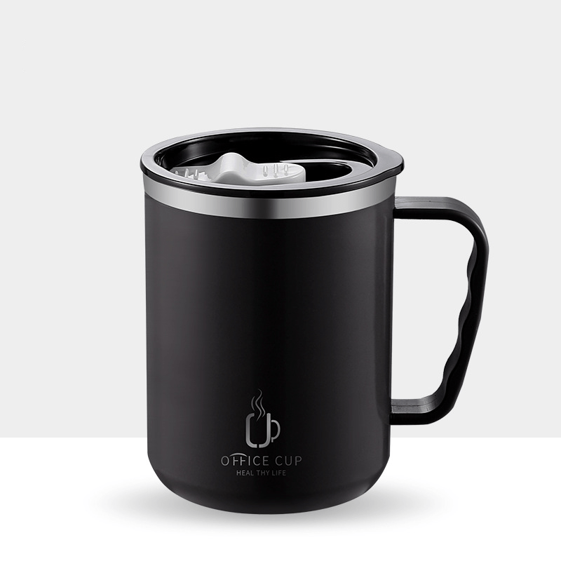 Thren 400ml 304 Stainless Steel Coffee Mug Cup with Lid and Handle Double Wall Coffee Tumbler Reusable and Durable Coffee Travel Cup for Hot and Cold