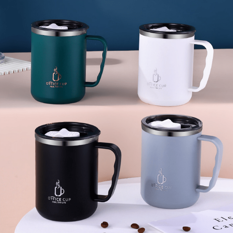Stackable Stainless Steel Coffee Cup with Handle Double Walled Insulated  Coffee Mug with Metal Stand Set of 5 Coffee Cups