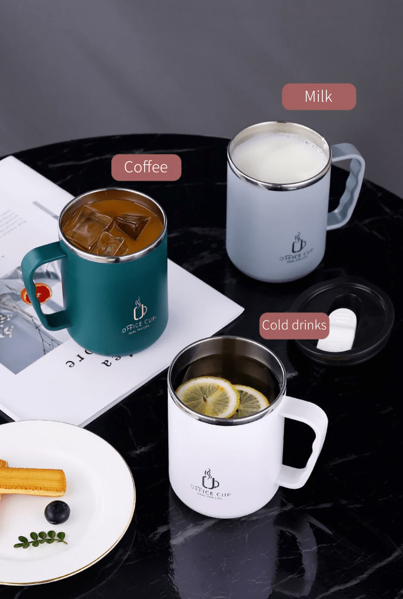 1pc 400ml Coffee Cup, Milk Cup, Mug, Made Of 304 Stainless Steel, High-end  Portable Cup For Students, Ladies And Men, With A Beautiful Appearance, In  Dark Green Color, Heat-insulated, Anti-scald, Anti-drop, Suitable