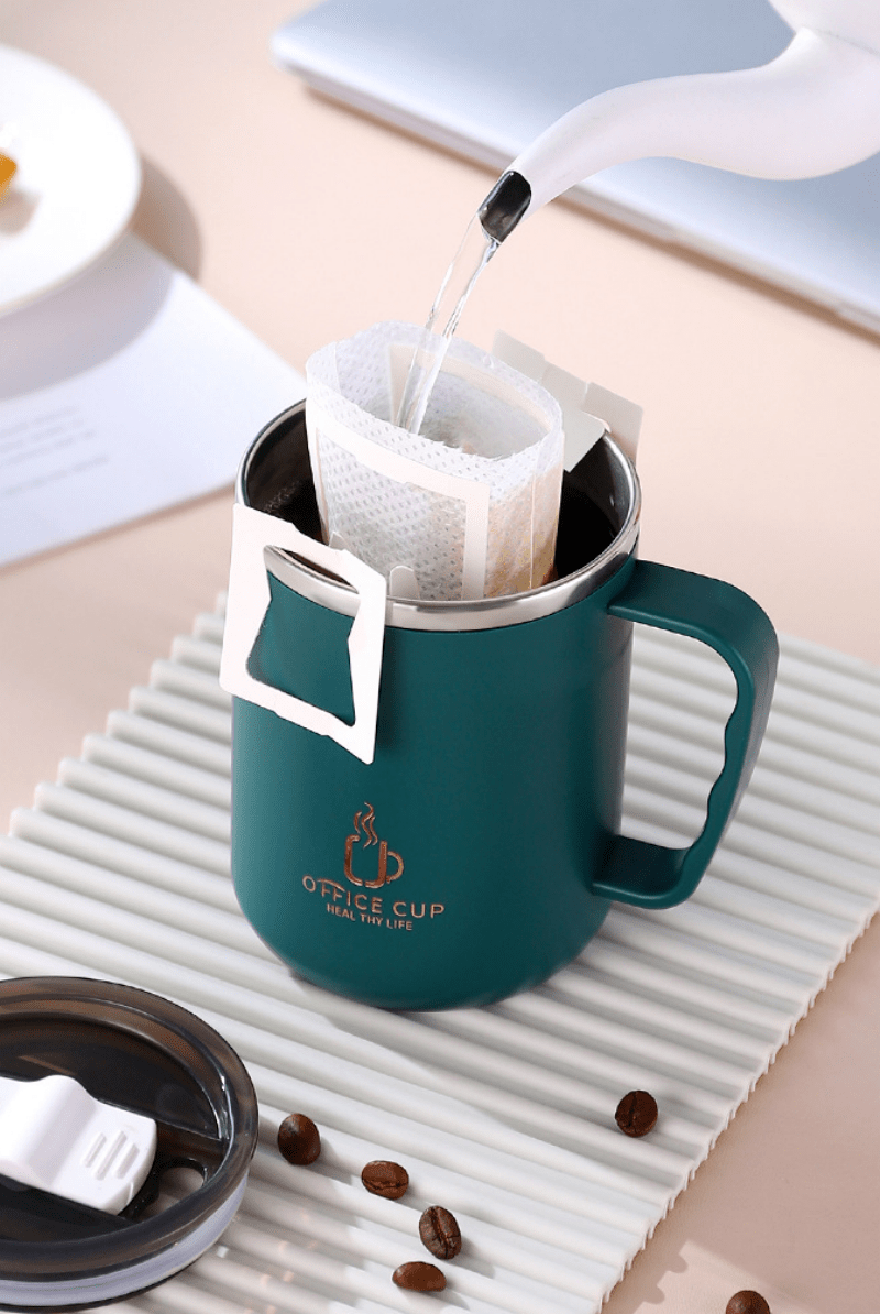Double Layer Anti-scalding Stainless Steel Cups Plastic Handle Coffee Milk  Mug Tea Drinks Water Cup