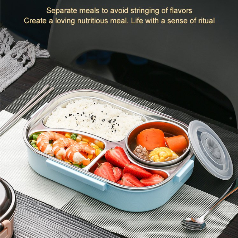 Divided Bento Box Food Storage Container Children Kids School Office  Portable Microwavable Heatable Square Lunch Box With Lid