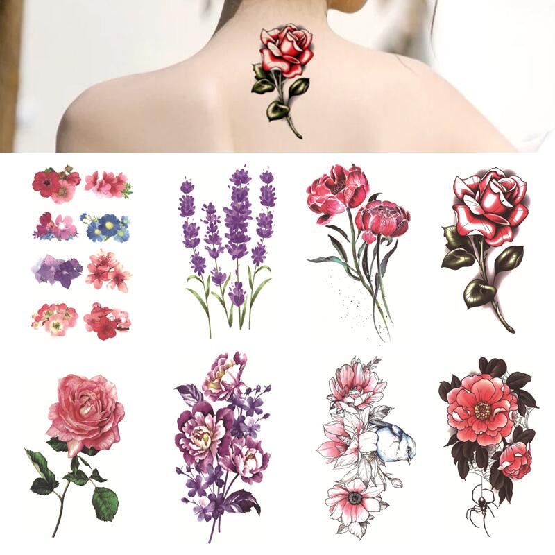 Peony Rose Flower Temporary Tattoo Stickers For Women Girls - Temu