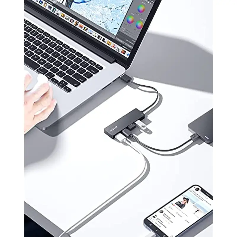 USB Hub,4 Port USB 3.0 Hub, Ultra Slim Portable Data Hub Applicable for  iMac Pro, MacBook Air, Mac Mini/Pro, Surface Pro, Notebook PC, Laptop, USB  Flash Drives, Tesla Model 3 and Mobile