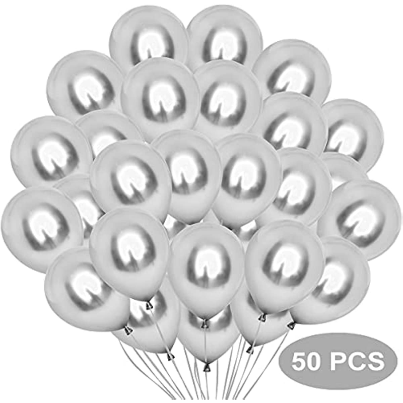 50pcs 5 palloncini argento metallizzato per baby shower decorazioni per  feste di compleanno in argento