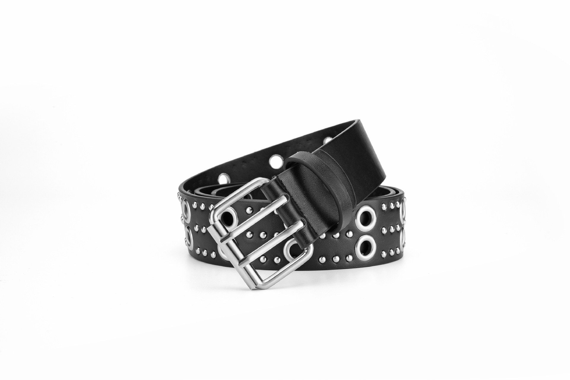 Punk Double Grommet Belt Y2k Studded Belt Gothic Rivet Belt - Temu