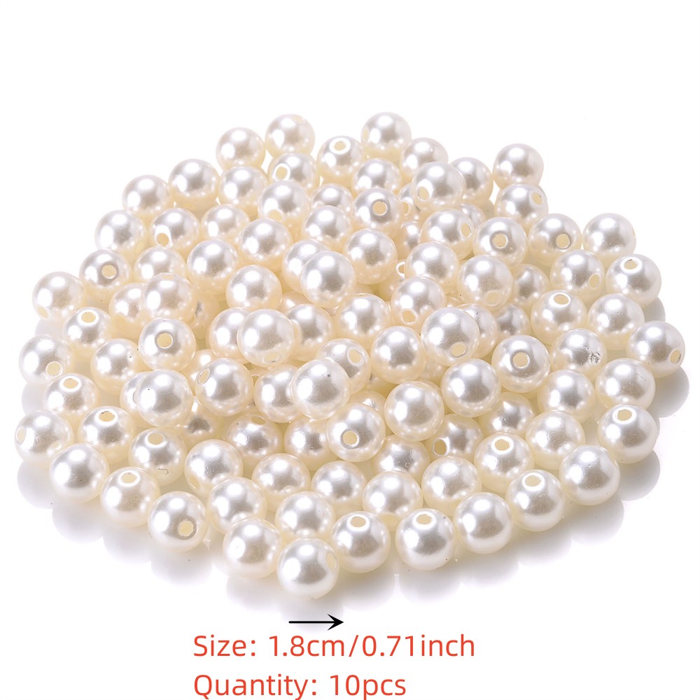 300 Pcs White ABS Faux Pearl Beads Creamy White Big Hole Plastic