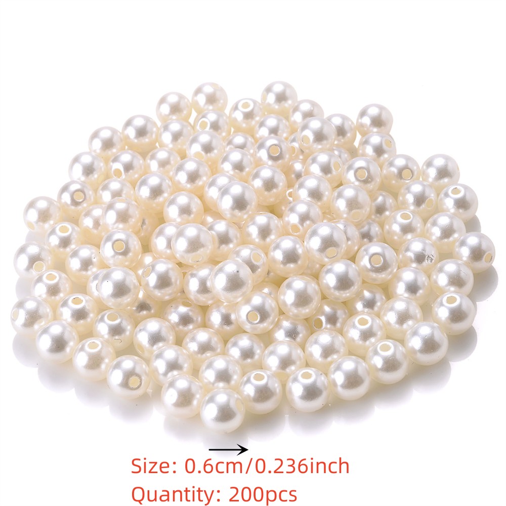 8mm 200pcs White Pearl Round Shape Faux Pearls bulk Beads For