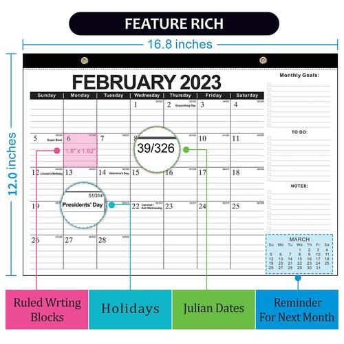 1pc 2023 English Calendar Wall Calendar 18 Months English Desktop Simple Desk Calendar