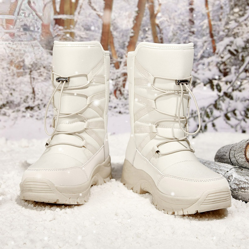 Botas de nieve para mujer, botas de invierno cálidas, impermeables, sin  cordones, con forro de piel para exteriores, zapatos cómodos para mujer