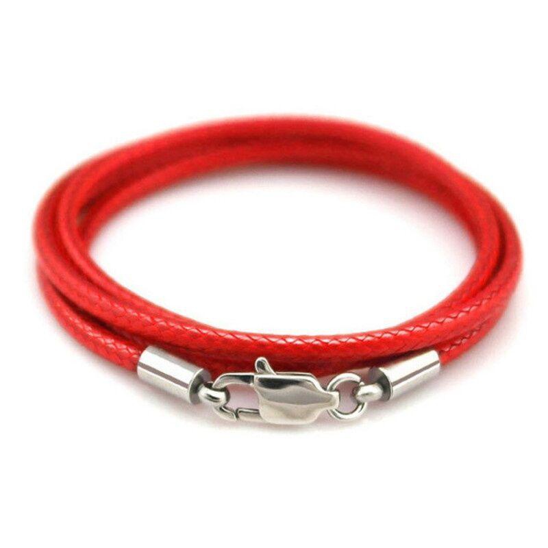 3mm Red and Black Braided Leather Necklace With Stainless Steel