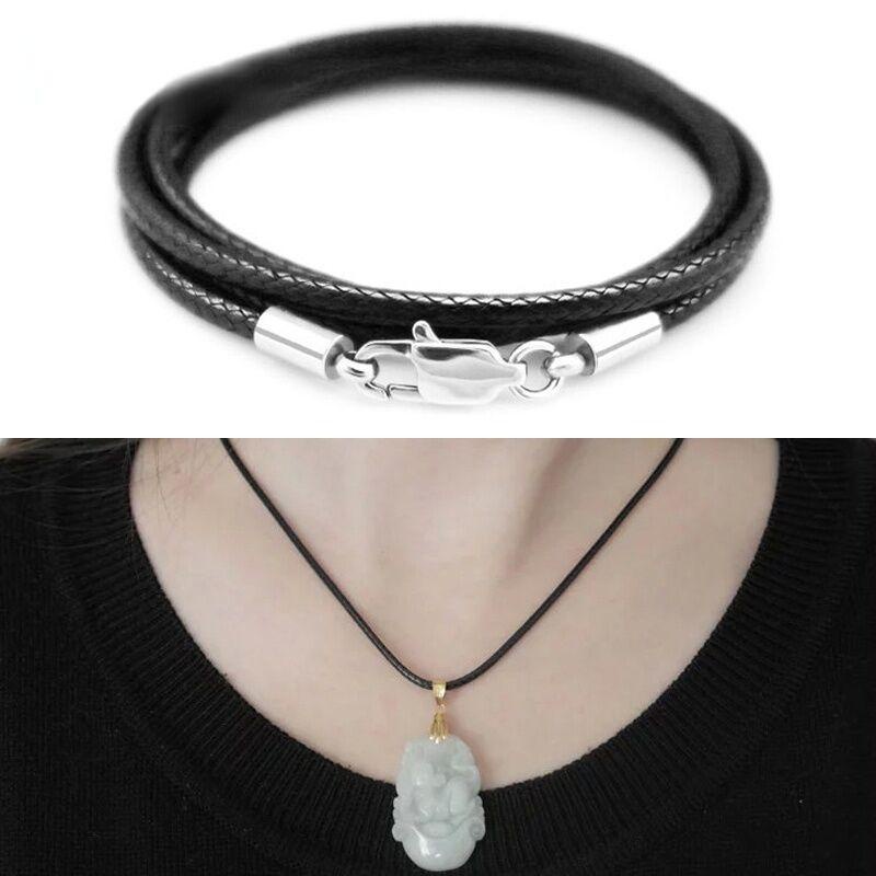 Leather Necklace-1.5mm Leather Cording with Sterling Silver Lobster  Clasp-Black-18 Inches - Tamara Scott Designs