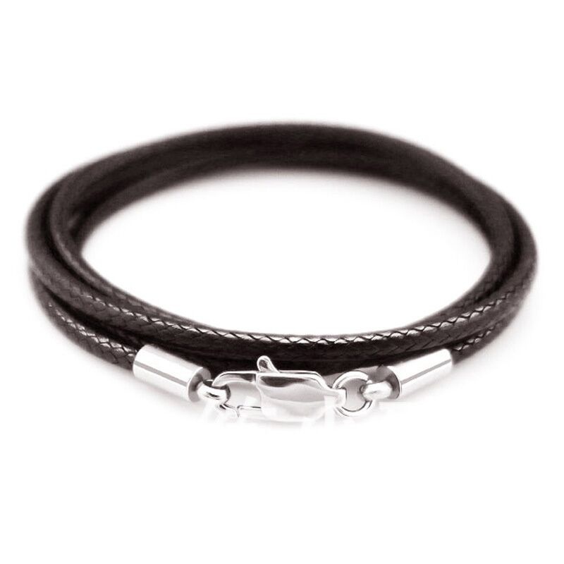 3mm Black Leather Cord Necklace, Stainless Steel, Lobster Clasp, Black Mens  Chain, Womens Choker 