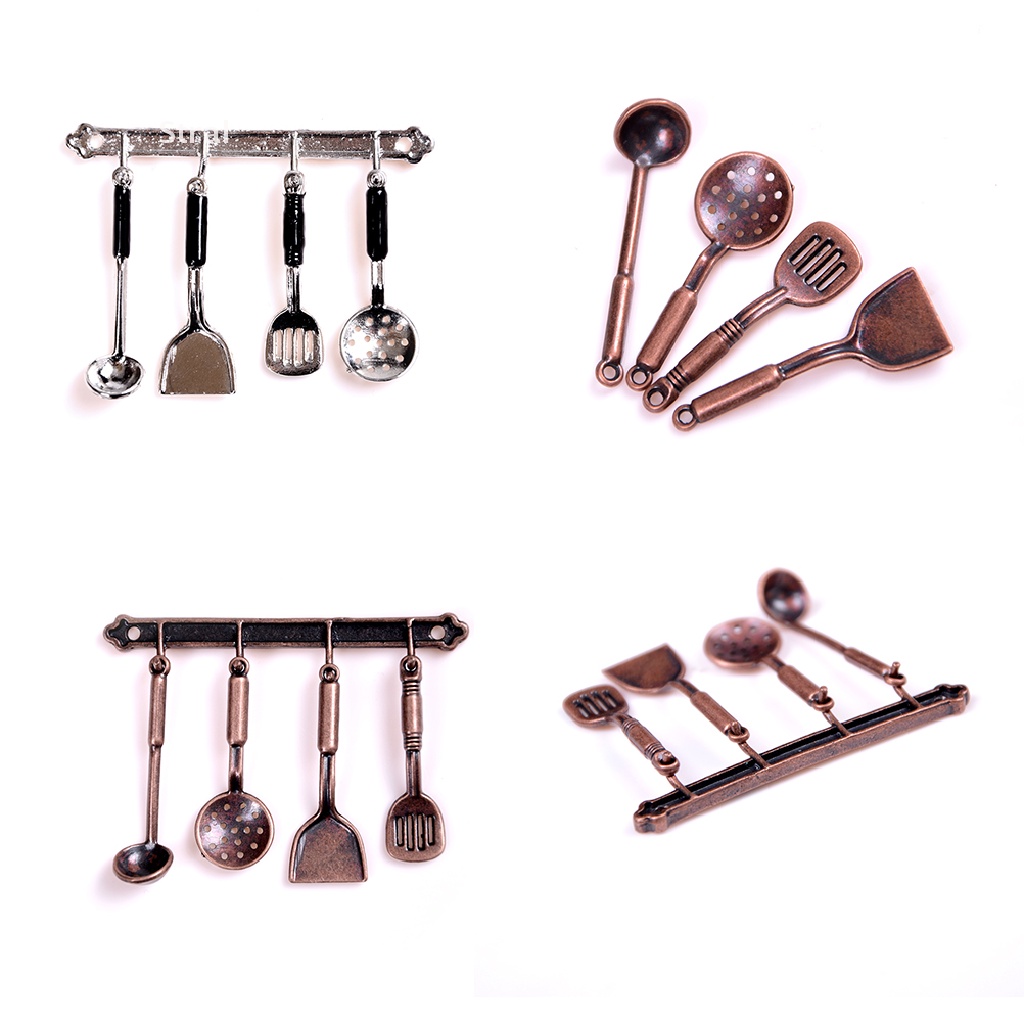 Miniature Cooking Utensils 1:12 miniature metal cookware set of 4