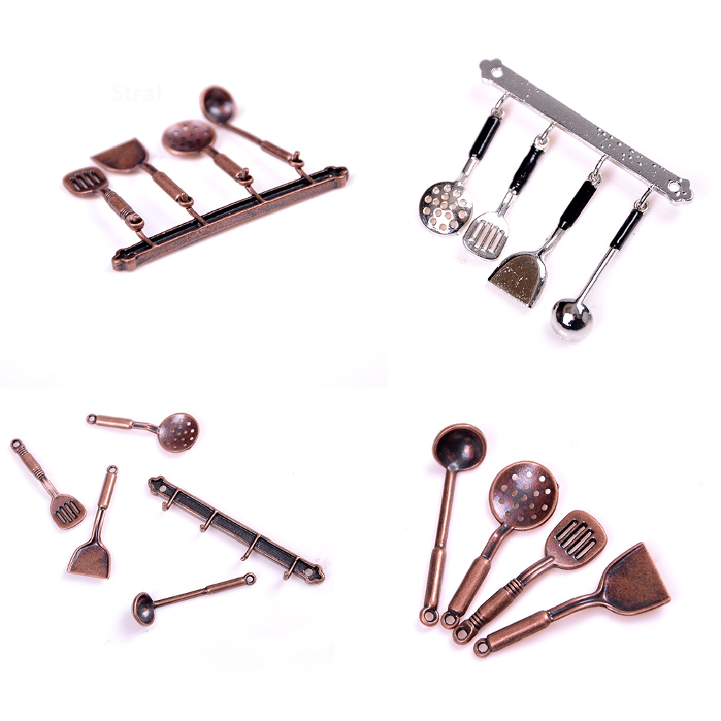 Miniature Cooking Utensils 1:12 miniature metal cookware set of 4