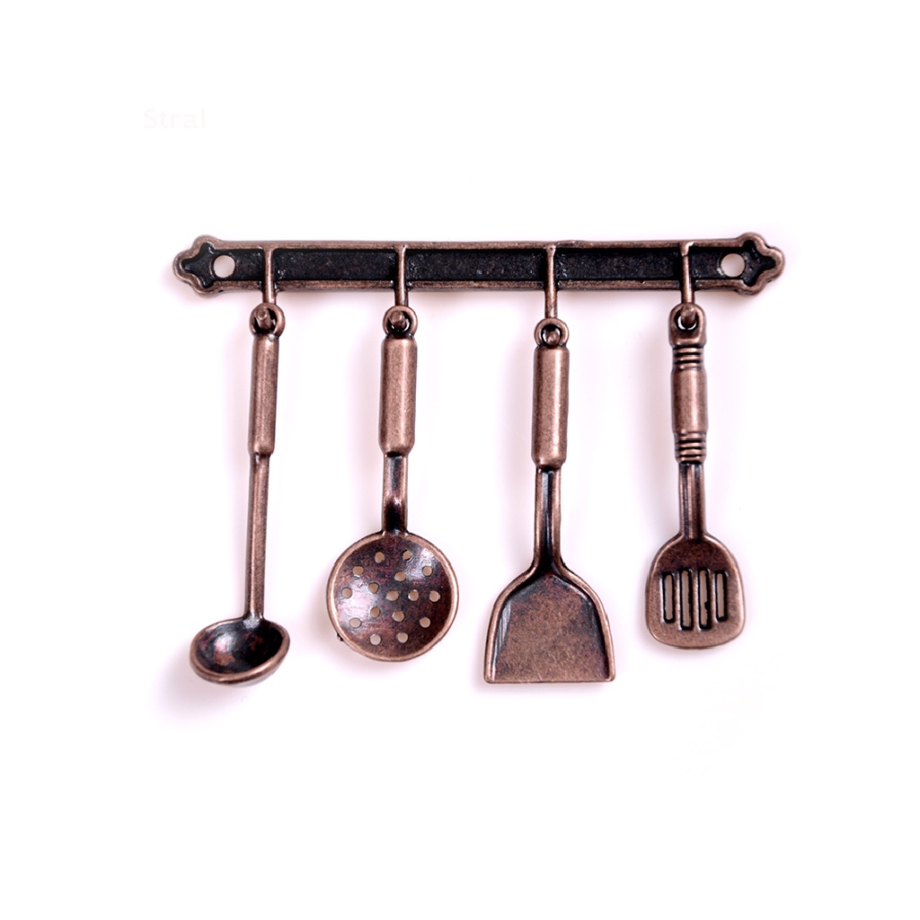1 Inch Scale Black Cast Iron Frying Pan Set Dollhouse Miniature