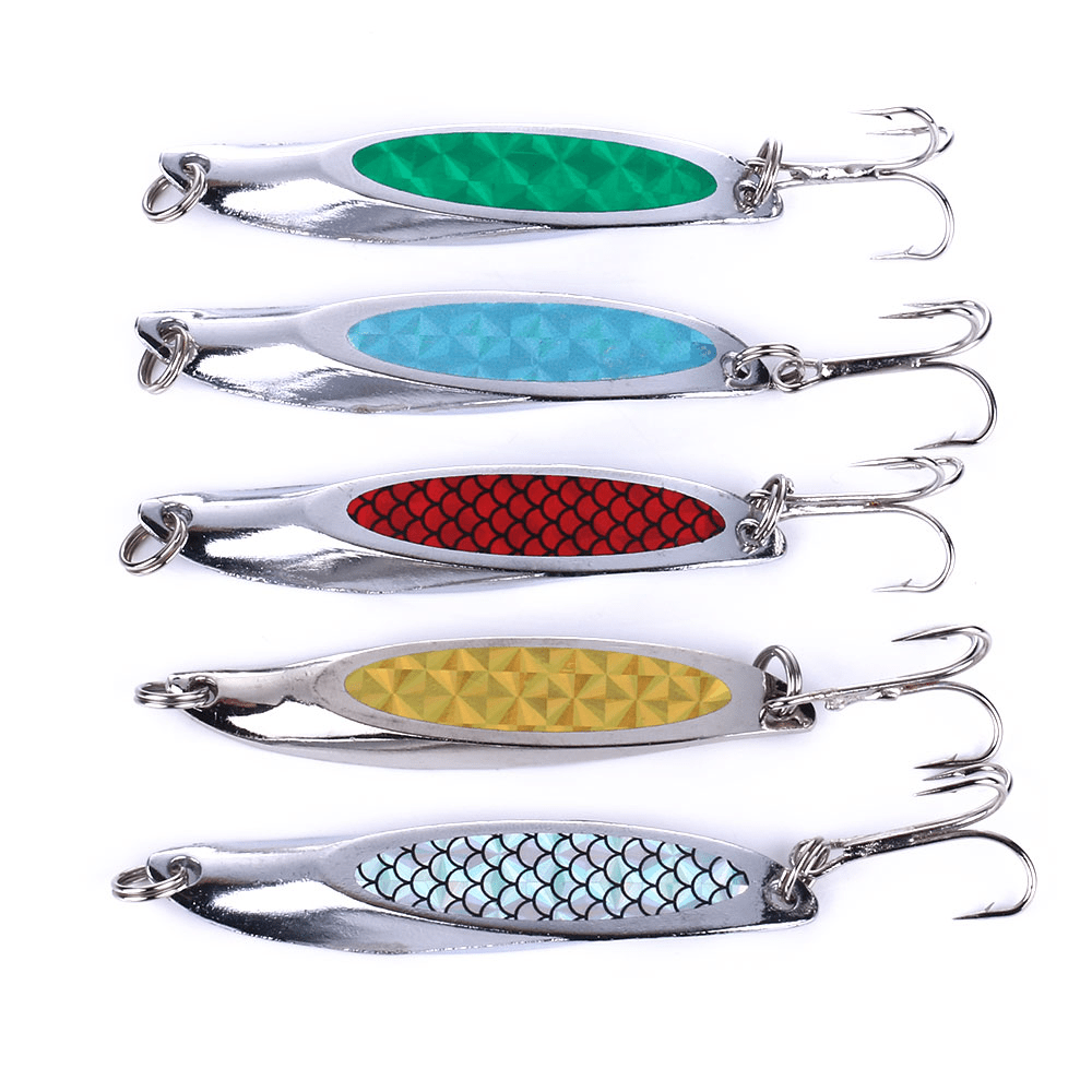 1pc Metal Spoon Lure With Holographic Laser Lure Sticker, Artificial Fish  Scale Skin Spoon Lure Hard Bait, Fishing Tackle 2.75in/0.74oz